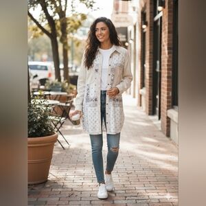 Free People Cream Button-Up Top